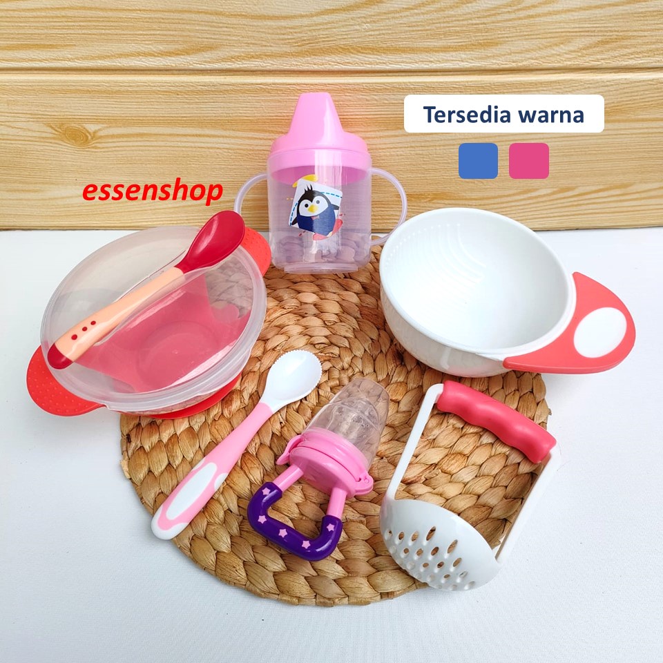 Tempat makan bayi baby food maker grinding bowl penghalus mpasi mangkok sendok makan gelas spout peralatan makan bayi