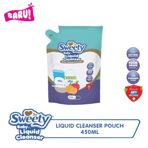 SWEETY Baby Liquid Bottle &amp; Nipple Cleanser / Sabun Cuci Botol Bayi - Refill 450 ml