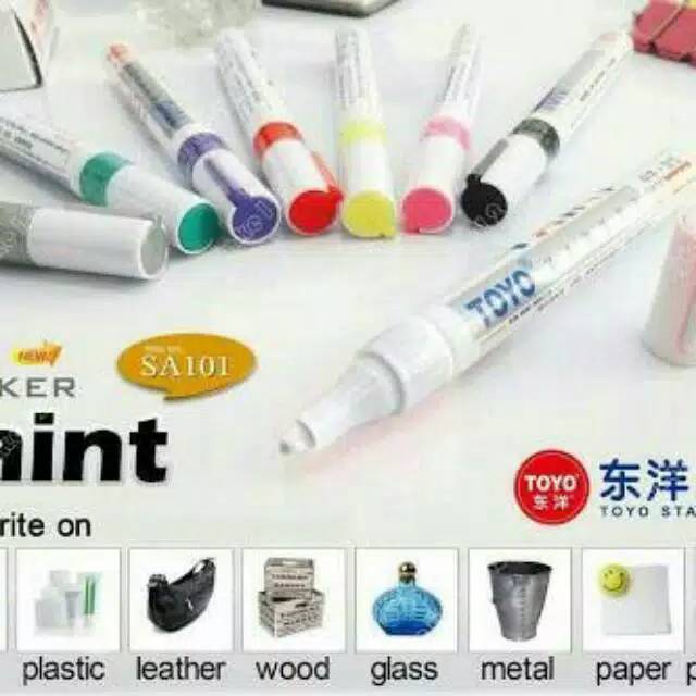 (NCS) Spidol Ban Toyo Paint Marker Original Import Warna Warni : Silver Merah Putih Kuning Gold Biru Hitam