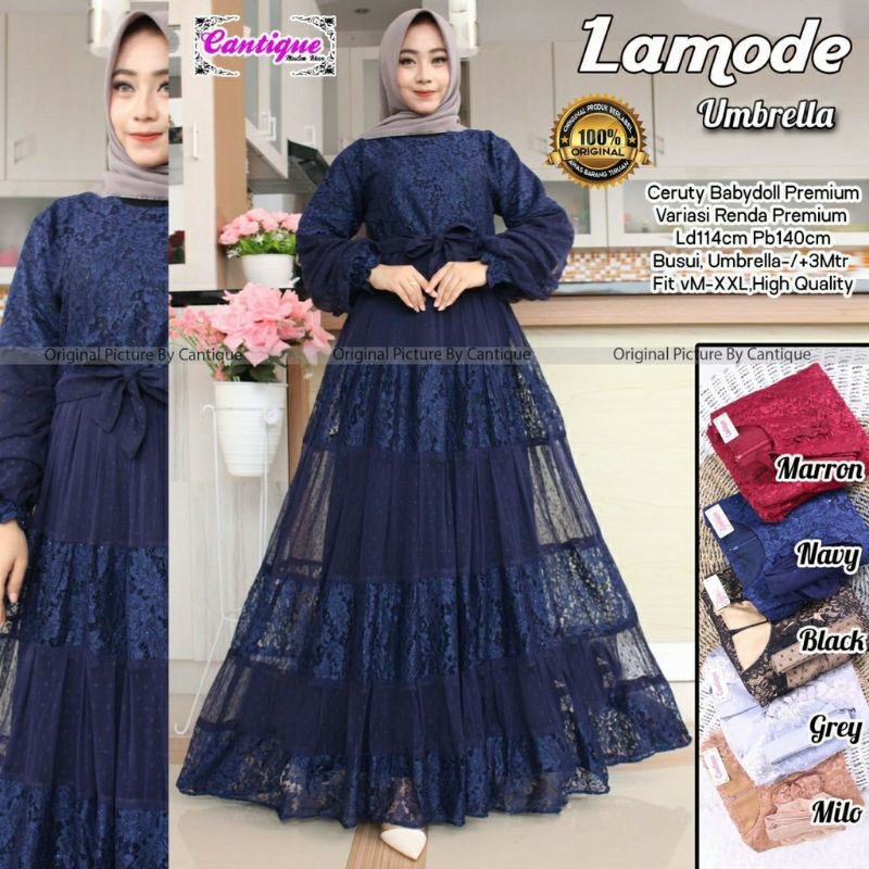 LAMODE UMBRELLA/MAXY PESTA BRUKAT TILE Gamis Broklat Terbaru Lamode Umbrella Fashion Muslim LAMODE U