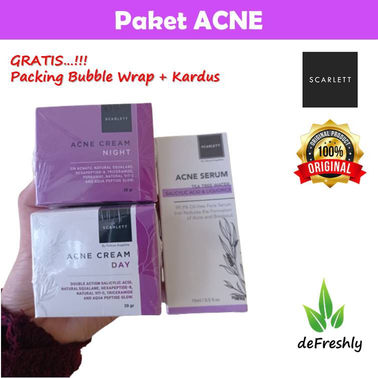 [Packing Bubble+Dus] Paket Acne Scarlet - SCARLETT WHITENING ORIGINAL Paket Krim Cream Serum Acne