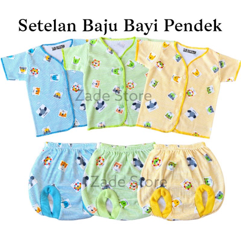 Setelan baju bayi lengan panjang newborn 0-6 bulan set piyama anak Cotton set baju lengan pendek baru lahir kaos celana kodok motif animal salur celana panjang kacamata