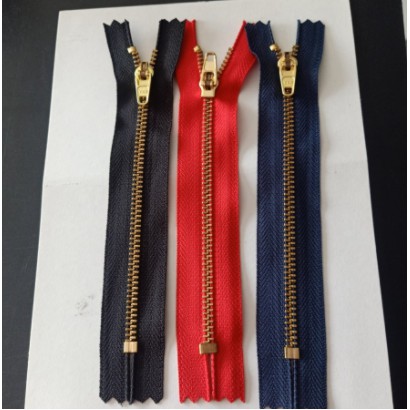 Resleting YKK Jeans 15cm Gigi Almunium(Anti Karat) Rel/Gigi Warna Gold