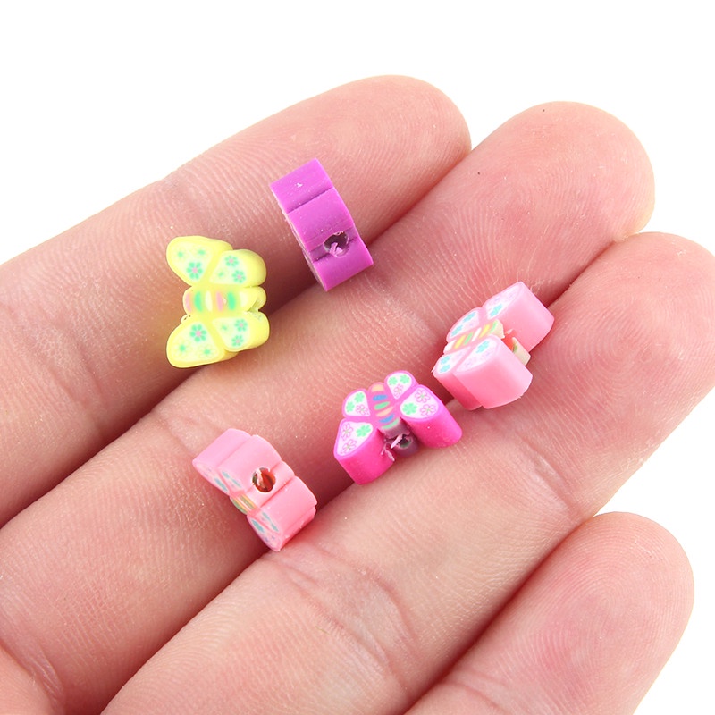 30pcs / lot 10mm Manik-Manik polymer clay butterfly Untuk Membuat Perhiasan DIY