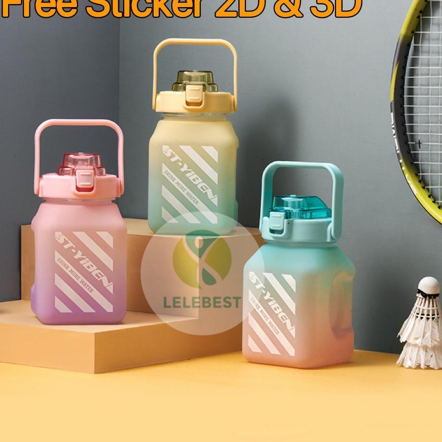 Botol Minum Kotak 1500 ML Botol Minum Viral Botol Pelangi Botol Minum Motivasi