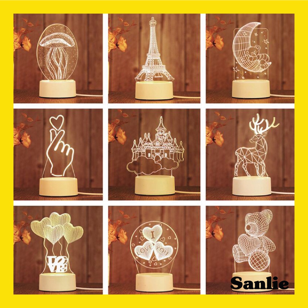 Sanlie Lampu Tidur LED Transparan Acrylic 3D