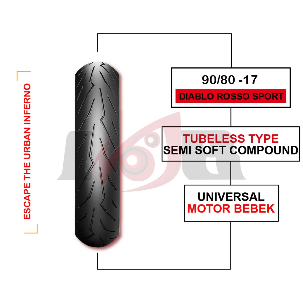 Pirelli 90/80-17 Diablo Rosso Sport Rear Ban Tubeless Belakang Motor