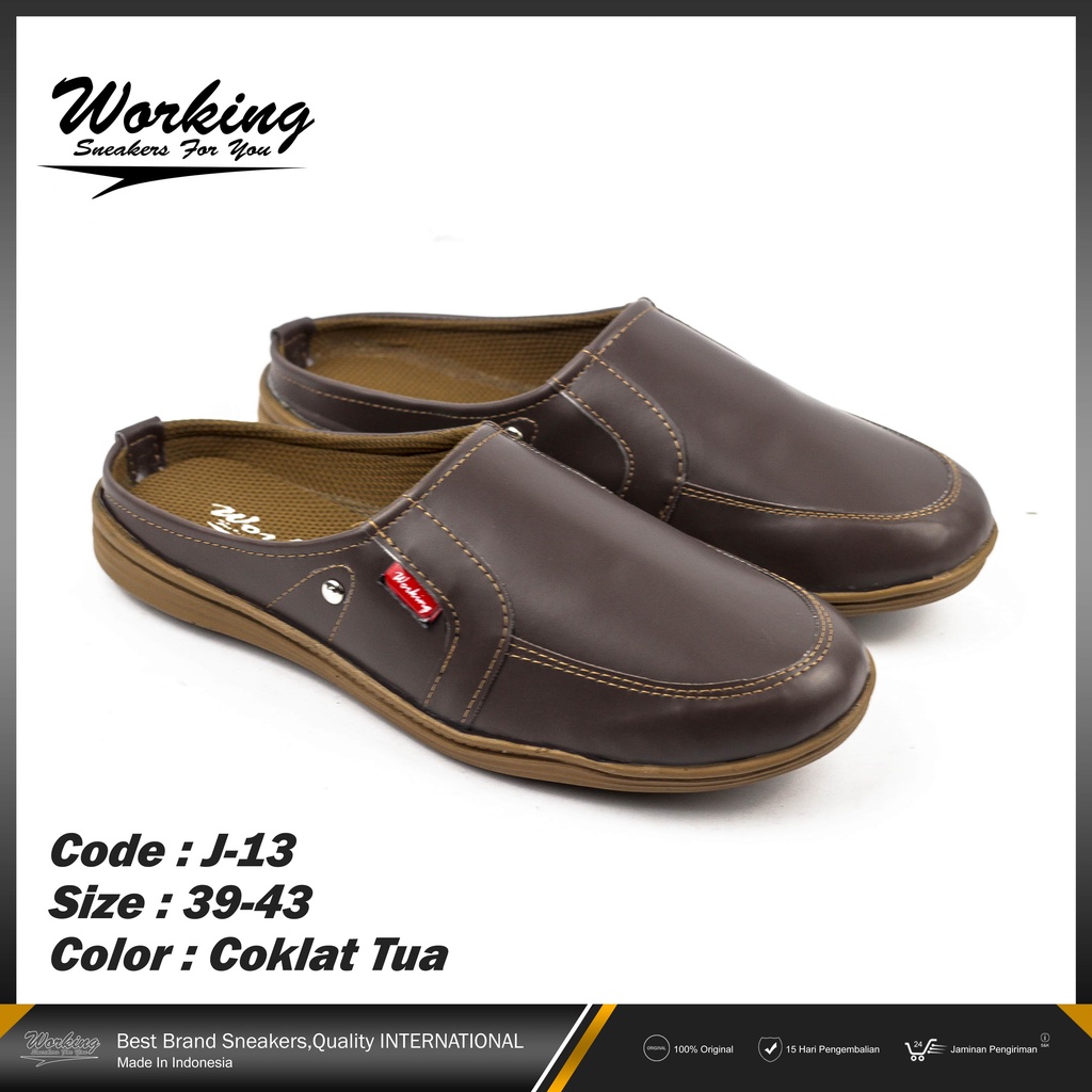 Working Sneskers For You Sepatu Slip On Pria Kulit J-13