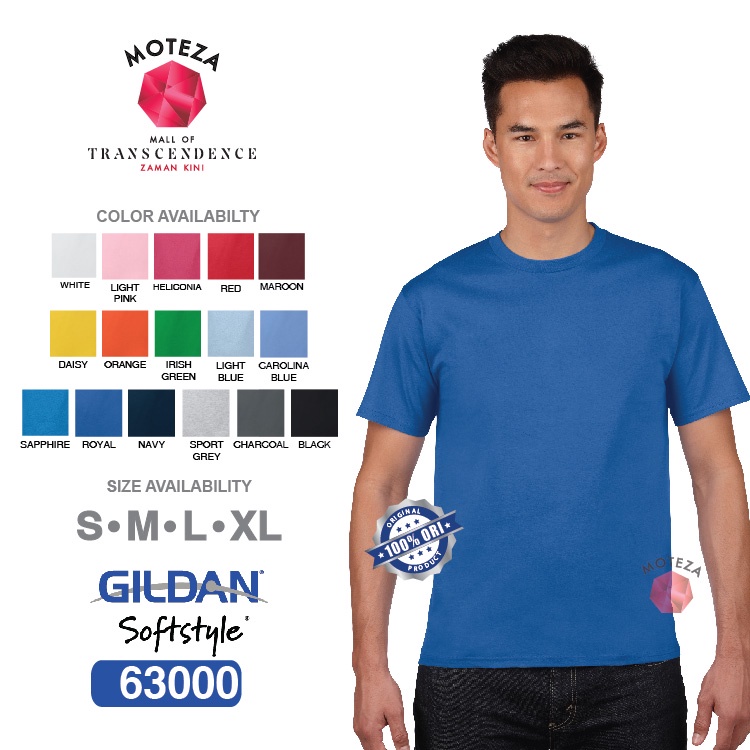 Moteza Kaos Polos Combed 30s Original - GILDAN Softstyle 63000 - WARNA (Cool)