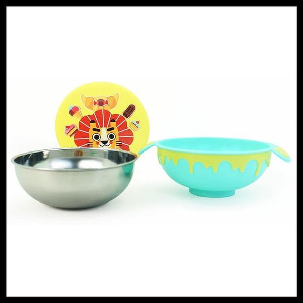 BABY BEYOND Food Grade SS Funbowl with Lid 550ml - BIRU