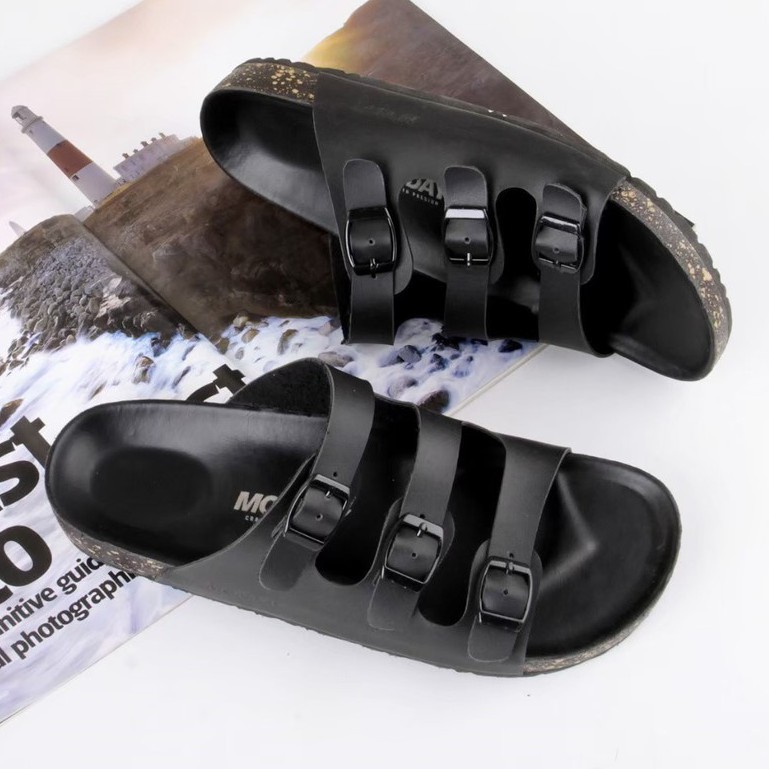 Licht Black | 39-45 | Sandal Strap Kulit Santai Casual Ori Pria Cowok Sendal Original | FORIND x Story of Monday Mndy