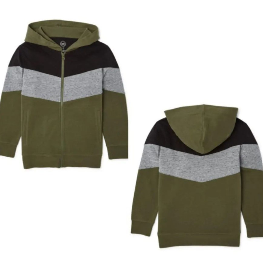 JAKET HOODIE ANAK POPMYWEAR WONDER NATION STRIPE GREEN 5-16Y / JAKET ANAK POLOS / JAKET HOODIE ANAK 