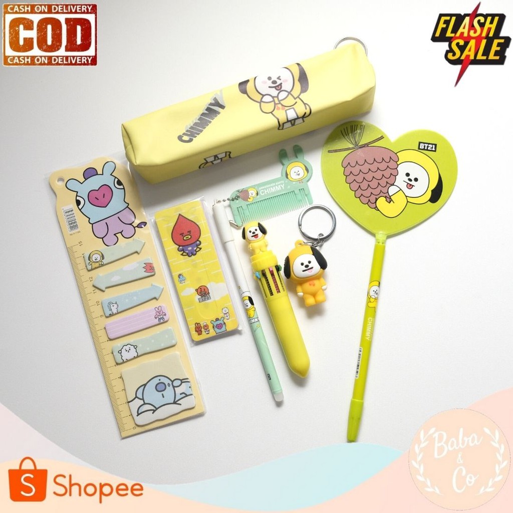 PAKET KOMBO HEMAT PULPEN BT21 FANKIT BTS SERIES BT21 ALAT TULIS MURAH UNIK LUCU BISA COD-4