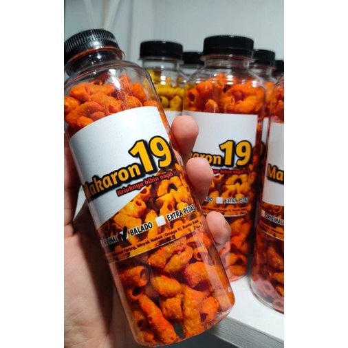 

MAKARON19 PREMIUM kemasan Botol 250ml isi 60gr #makaroni #macaroni #macaron19 #camilan #berkualitas