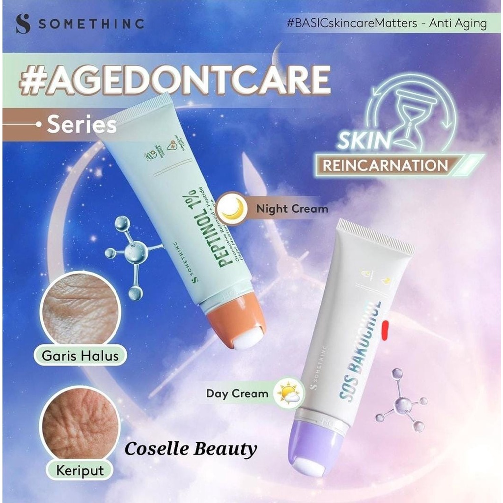 SOMETHINC BASIC SKINCARE - ANTI AGING SERIES | PEPTINOL Granactive Retinoid + Peptide Night Moisturizer Cream / SOS Bakuchiol Silk Creme