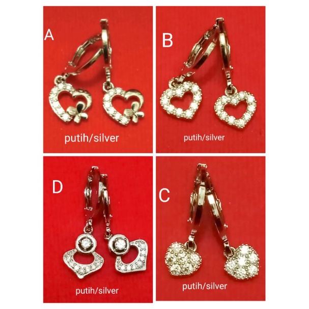 NL07. Anting xuping wanita lapis emas putih silver dgn mata zircon