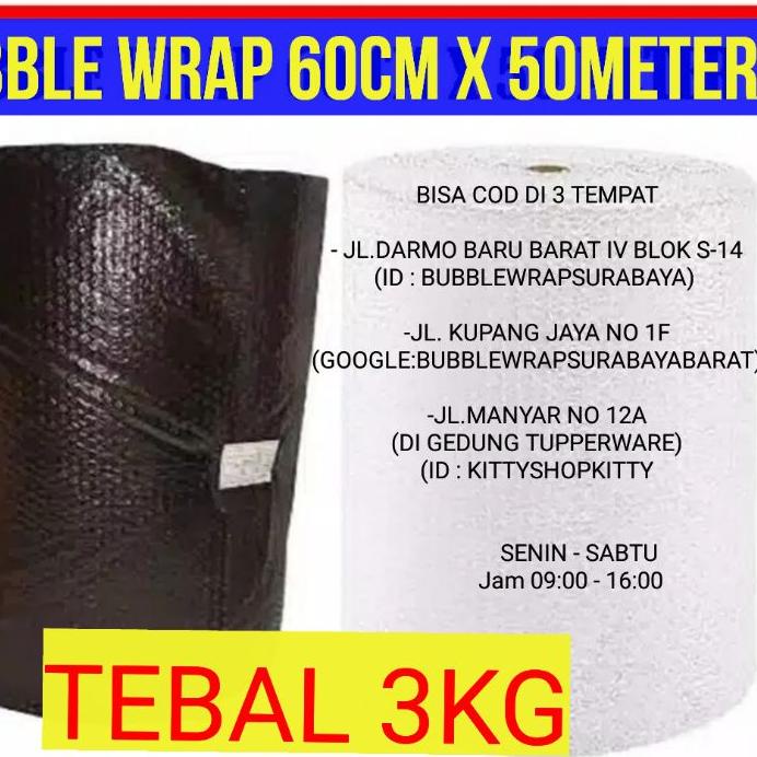 

Quality Control✅Bubble Wrap Tebal 3kg/3.1kg 60Cm x 50Meter Hitam Bening Putih Susu Surabaya|KD9