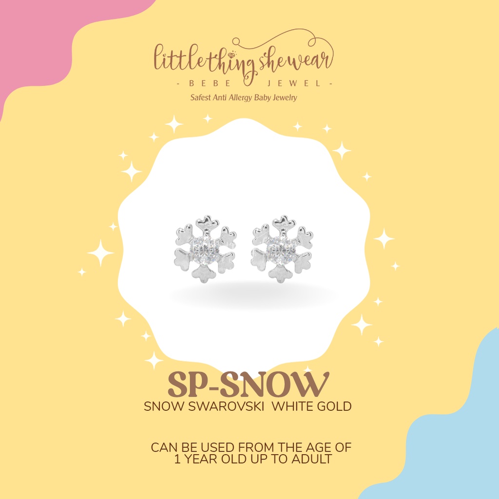 Anting Anak Littlethingshewear Snow Swarovski White Gold Toddler SP-SNOW 0,6gr