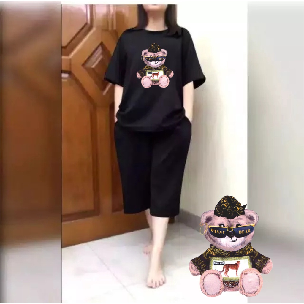 Setelan Jumbo Wanita + Celana Kulot 3/4 Atasan Big Size LD 120 Teddy Kcamata