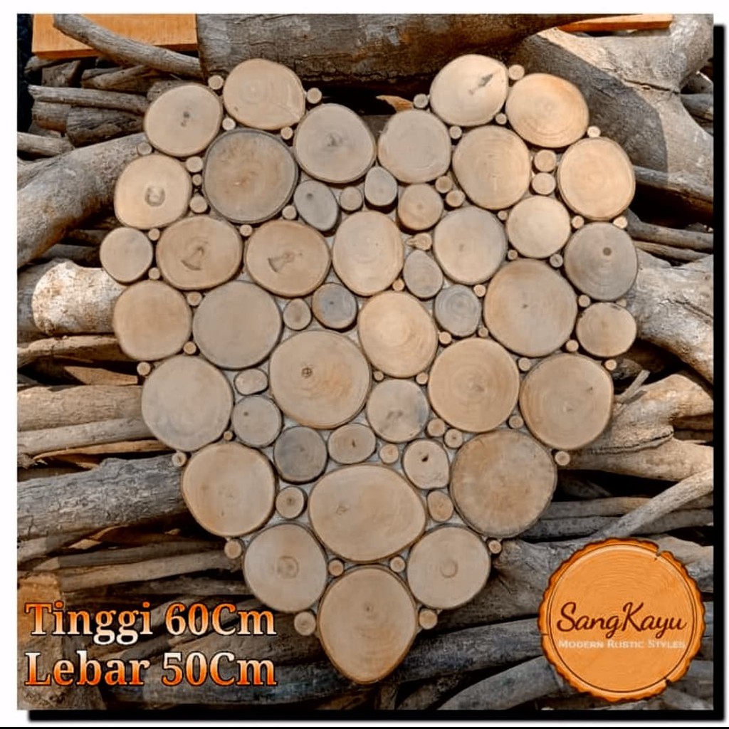 Hiasan dinding bentuk hati wood wall art hiasan kayu dekorasi unik