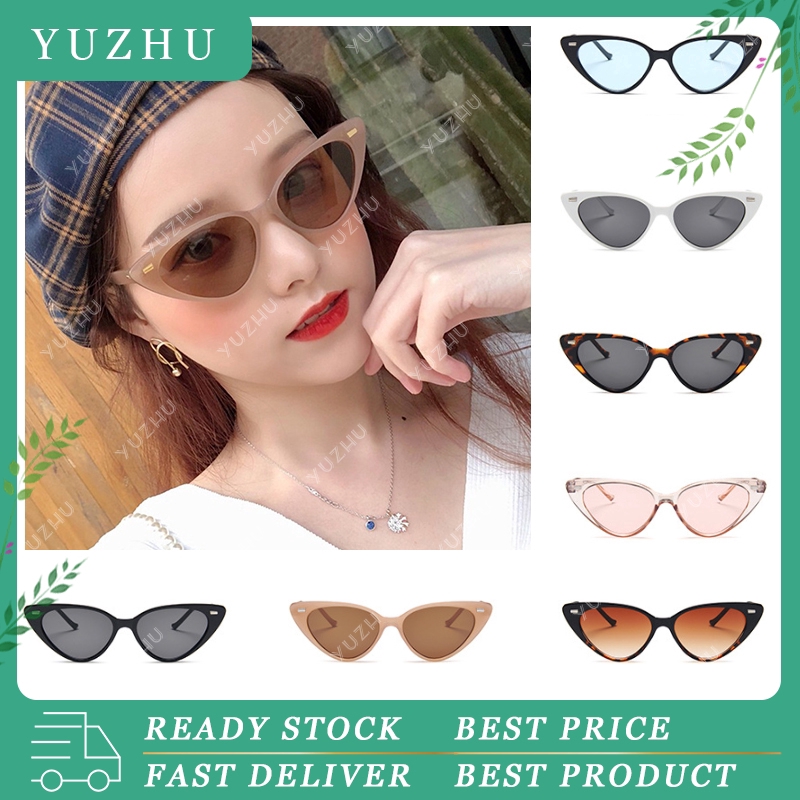 (YUZHU) Ready Stock Kacamata Sunglasses Wanita Fashion Retro Kacamata Hitam Mata Kucing