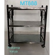 Rak Meja Serbaguna Rak TV Rak Besi Plat Roda