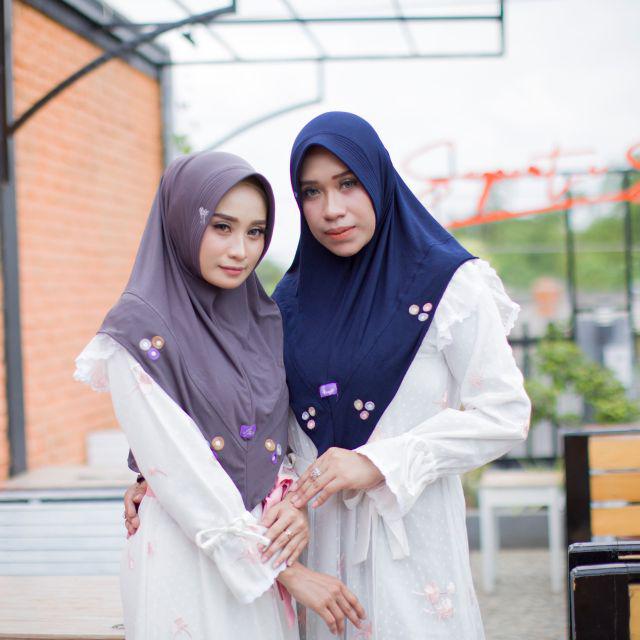 Arrafi Hijab Kode Ar 443 / jilbab kerudung bergo antem instant murah laris-Navy