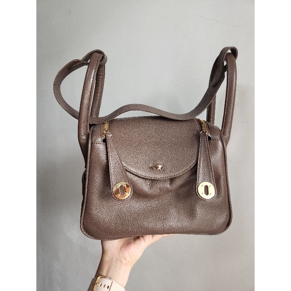 PRELOVED - Thecavelabel Lulla Bag Choco Mauve - Tas Kulit Asli Dupe Hermes Lindy