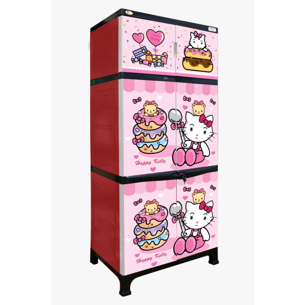 Lemari Plastik / Lemari anak / Lemari susun / Lemari gantung / Lemari Plastik Printing Kitty BMC 860