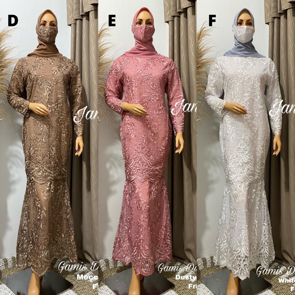 Set Gamis Tulle Duyung 3 Aneka Warna Cantik