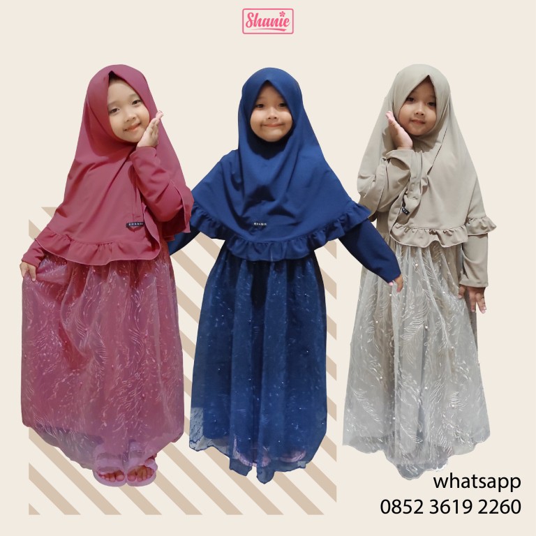 Gamis Anak Cewek (Free Mini Gold) Gamis Tulle Mutiara Size L by Shanie