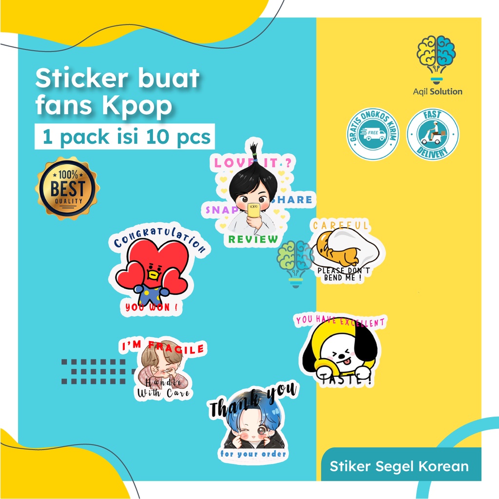 

(isi 10pcs ) Stiker Segel dus Hampers cutting bentuk unik, Stiker Thankyou openme Fragile BTS