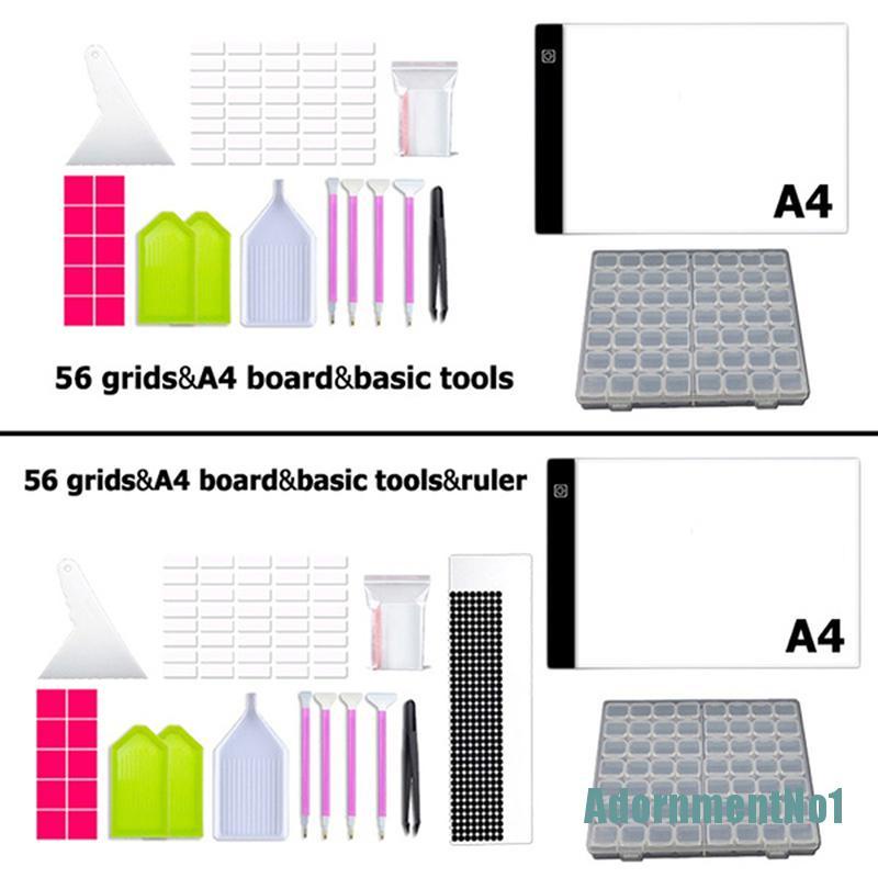 [AdornmentNo1]A4/A5 LED Light Board Diamond Painting Tools Kits 28/56 Grids Drill Storage Box