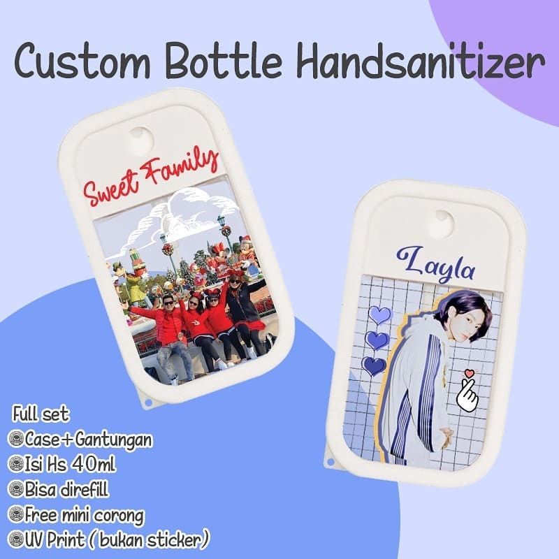 CUSTOM HAND SANITIZER FULLSET (CASE+GANTUNGAN+ISI HS 40ML+CORONG MINI)