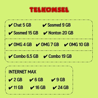 PROMO TELKOMSEL PAKET DATA BULK 3 GB 5 GB 8 GB 10 GB OMG COMBO HOT PROMO INTERNET MAX SIMPATI AS LOO