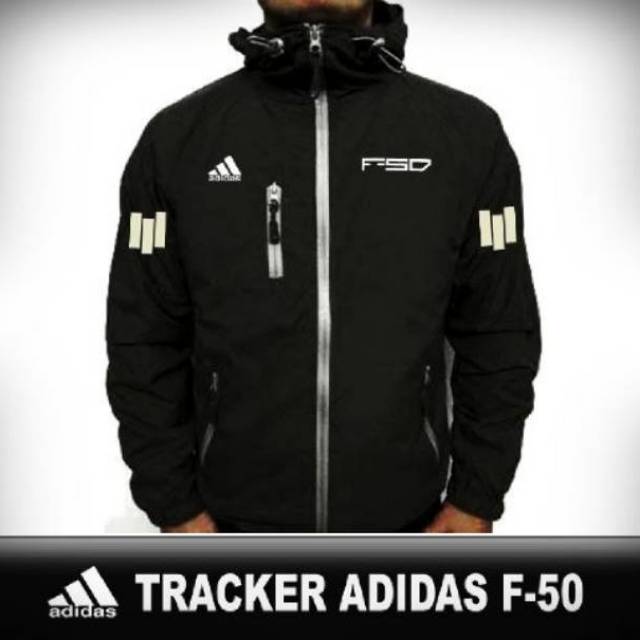 Jaket parasut tracker windbreaker Adidas F50 hitam / black