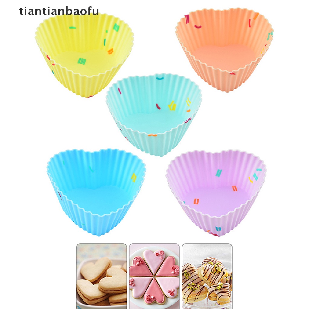 4 Pcs Cetakan Cupcake Muffin Bentuk Hati Bahan Silikon