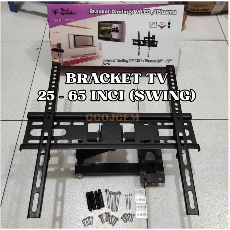 Bracket dinding TV 25 - 65 Inci / Inch (Swing) Black Spider 2565H / braket breket LED PLASMA