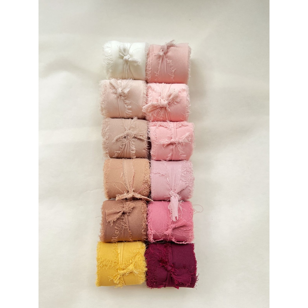 

4CM*5M Fringe Chiffon Ribbon roll / Pita Chiffon Raw Edge Undangan Hampers Kado