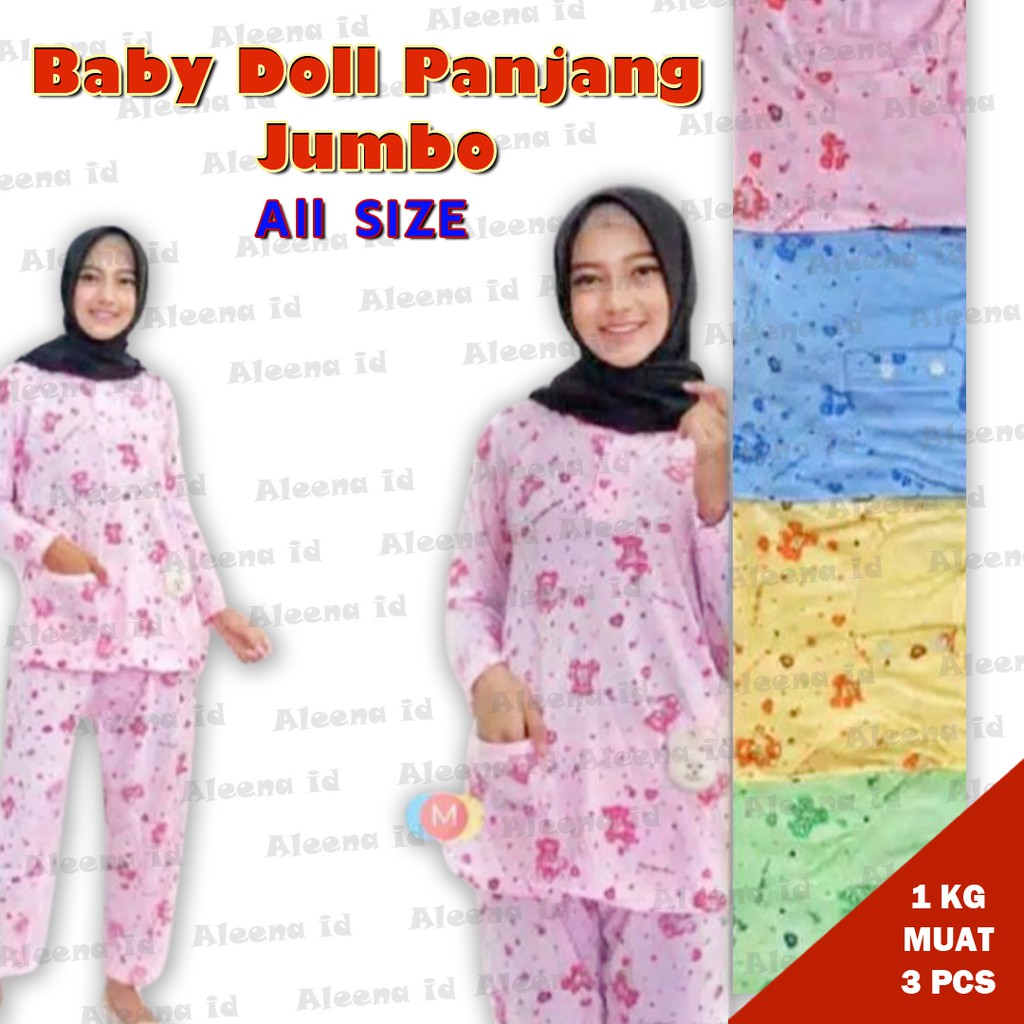 BABY DOLL REMAJA WANITA STANDART LENGAN PANJANG CELANA PANJANG MURAH PRISILIA