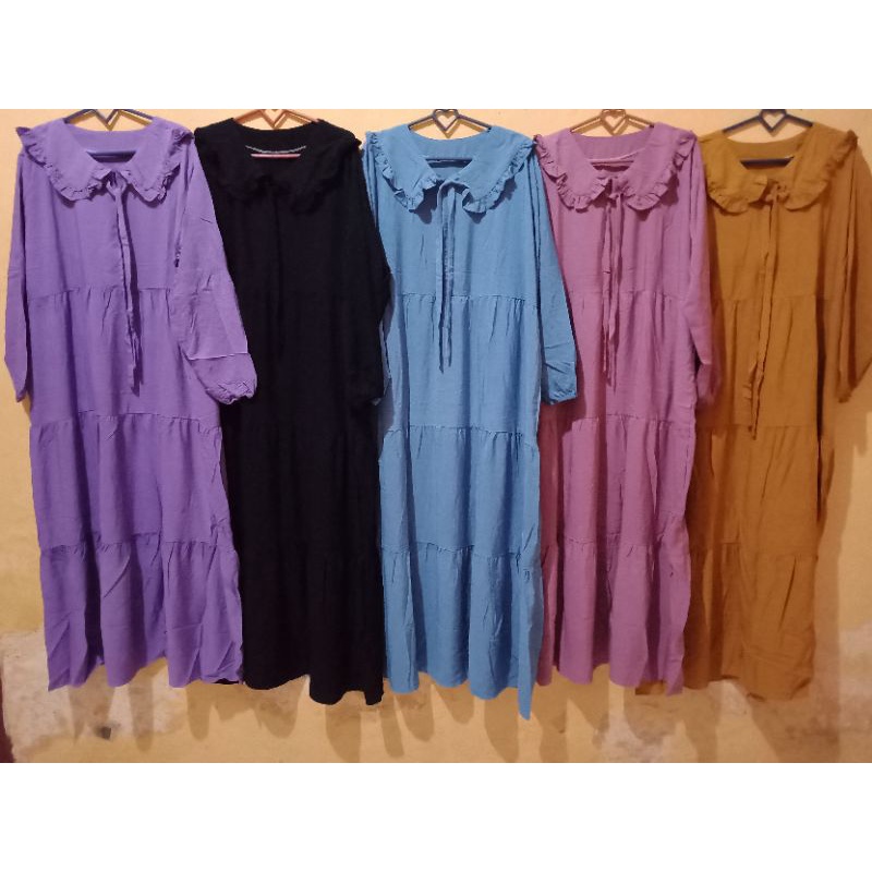 Gamis Midi susun /Dress Kareen /Gamis polos Midi