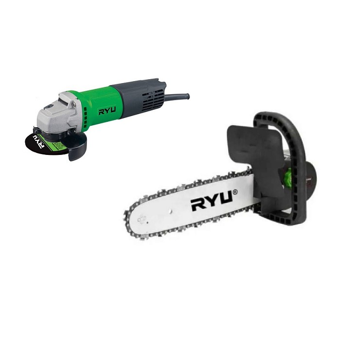 Paket Mesin Gerinda Tangan RYU RSG 100-3 Angel Grinder  PLUS RYU Mini Chainsaw Converter