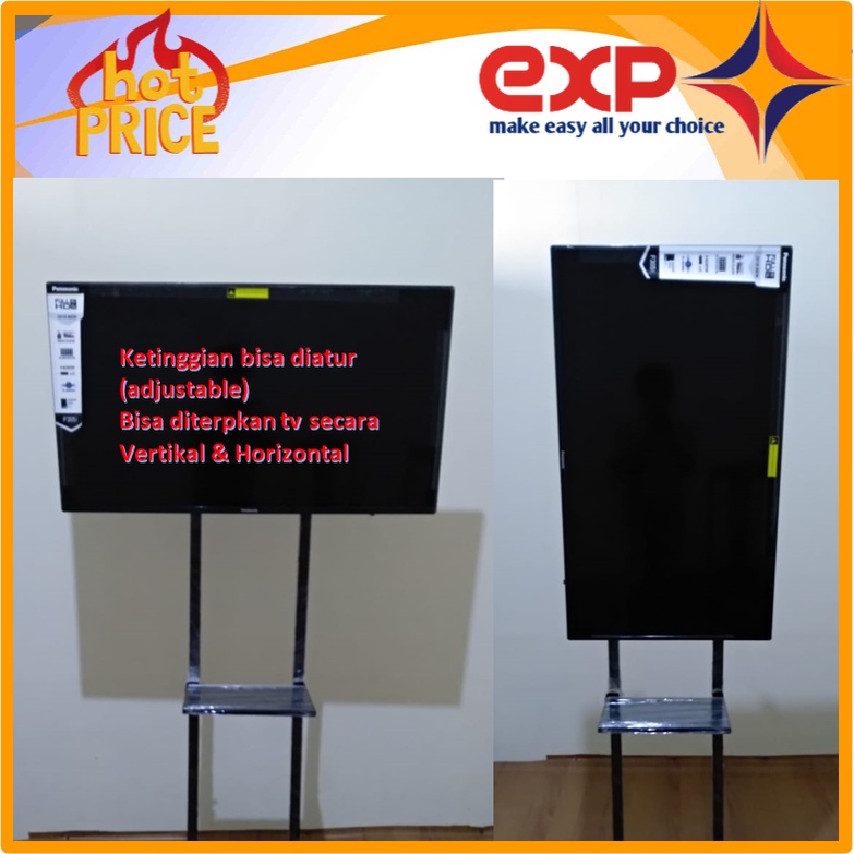 Garansi cocok!!! Bracket TV Standing 32&quot; s/d 65&quot; UNIVERSAL pakai RODA KOKOH 100% BESI MURNI-12