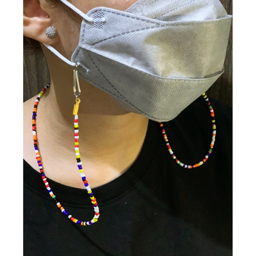 1 Pcs Kalung Strap Masker Motif Mutiara - Random Colour
