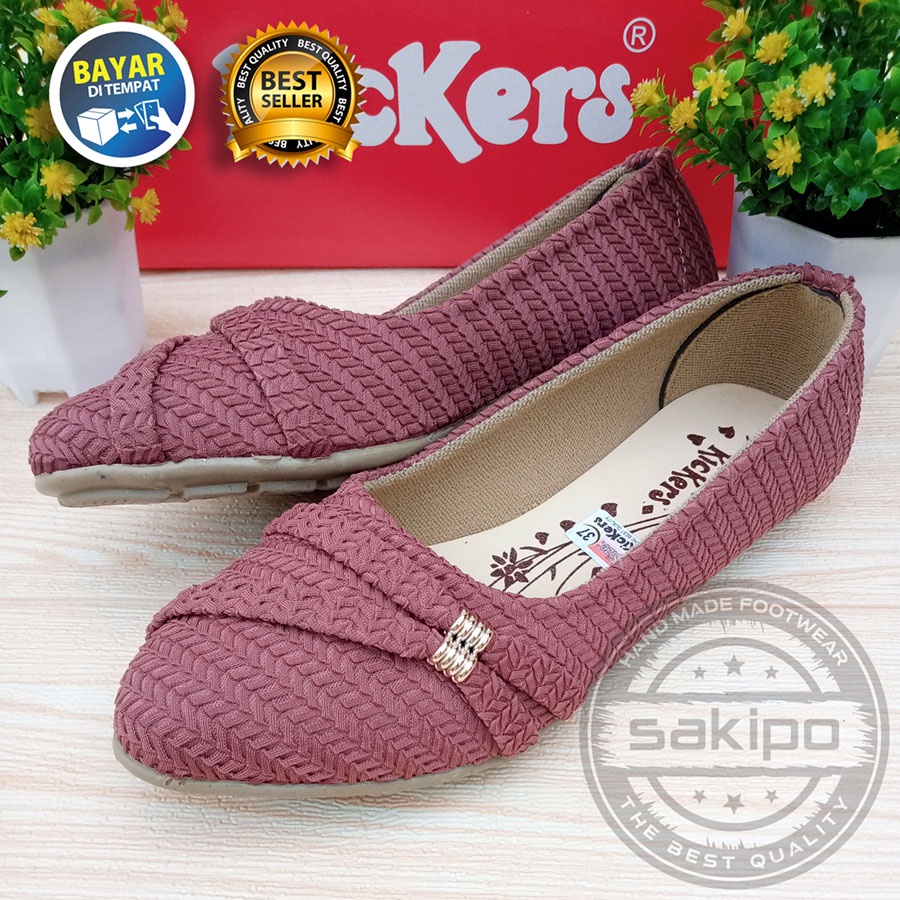 PROMO 1.1 SEPATU BALET RAJUT SLEMPANG SAMPING / FLAT SHOES MURAH / SEPATU TRENDI SEKOLAH DAN KERJA / SAKIPO