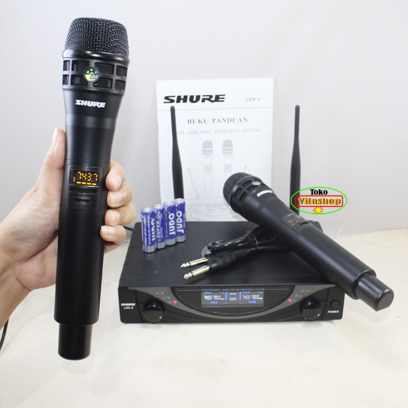 MICROPHONE WiIRELESS SHURE LDX-2 PP MIC WERLES 2 HANDLE MIK ARAOKE