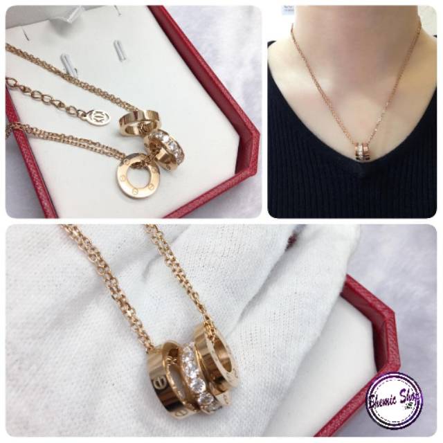 Kalung double rantai Cartier 3ring