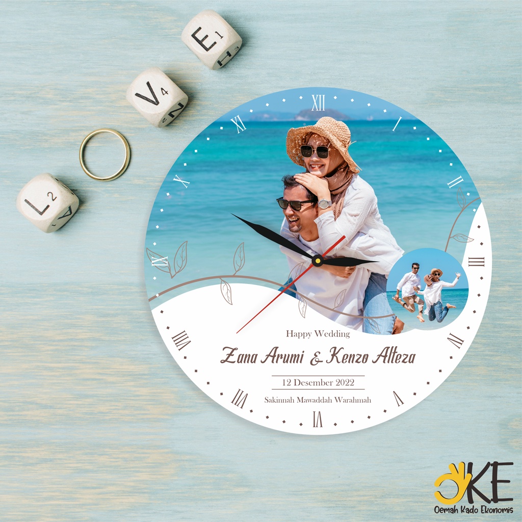 Hampers Wedding Jam Dinding Custom Foto dan Nama Kado Pernikahan Classic Vintage