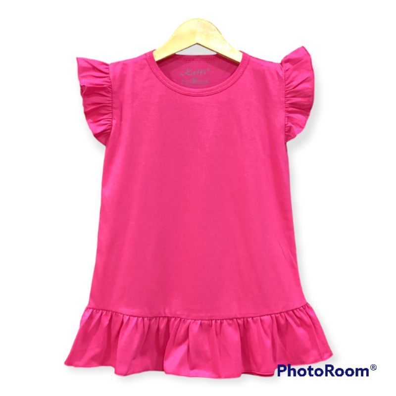 Daster Anak Ruffle Polos Size 1-2Tahun || Daster Harian Balita