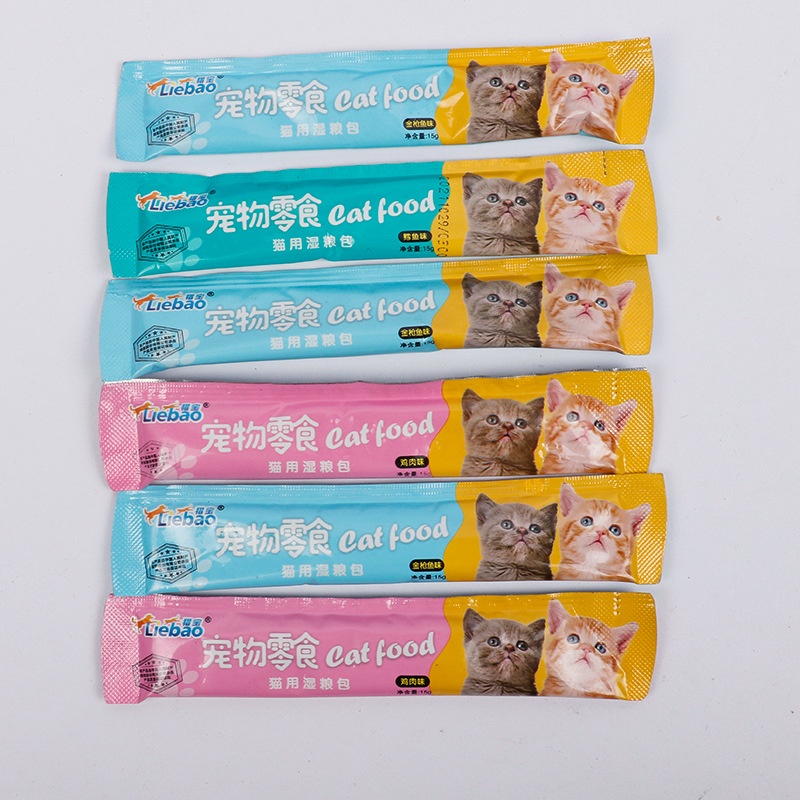15g/Strip Snack Kucing Snack Hewan Peliharaan Snack Pengemukan Kucing Pelengkapa Hewan Peliharaan